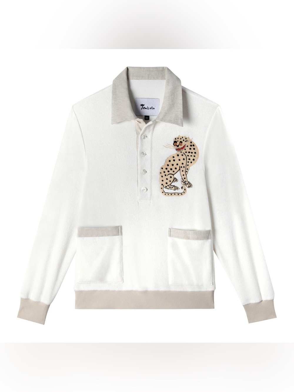 Tombolo Sun Leopard Cabana Long-Sleeve Terry Tee in size XS